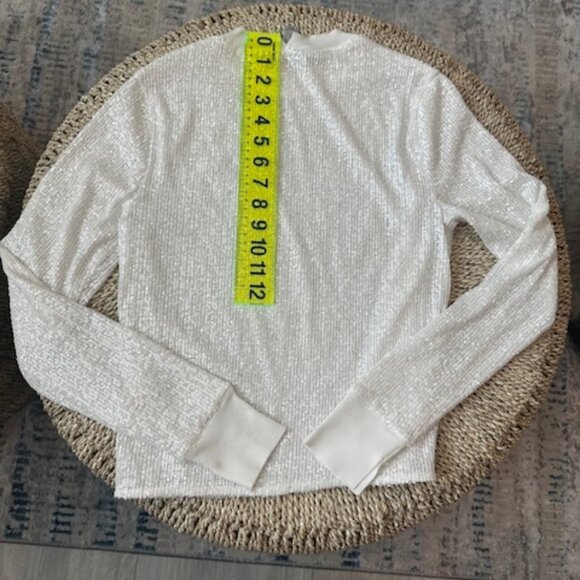 ALLSAINTS Juela Women's White Sequined Stretch Sweater Lined, XS - Picture 9 of 11